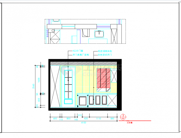 温州美式田园三室两厅室内装修图CAD图纸-图二