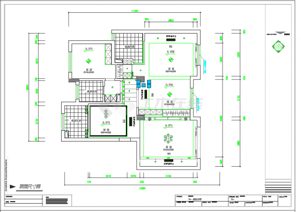 长沙某精品公寓三室两厅室内装修图CAD图纸-图二