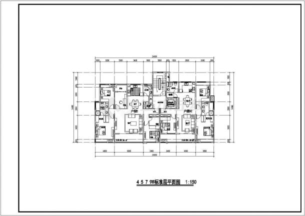 武汉标准居民住宅户型详细建筑施工图-图一