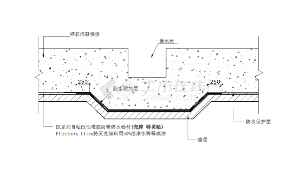 某地基坑防水节点详图CAD图纸-图一