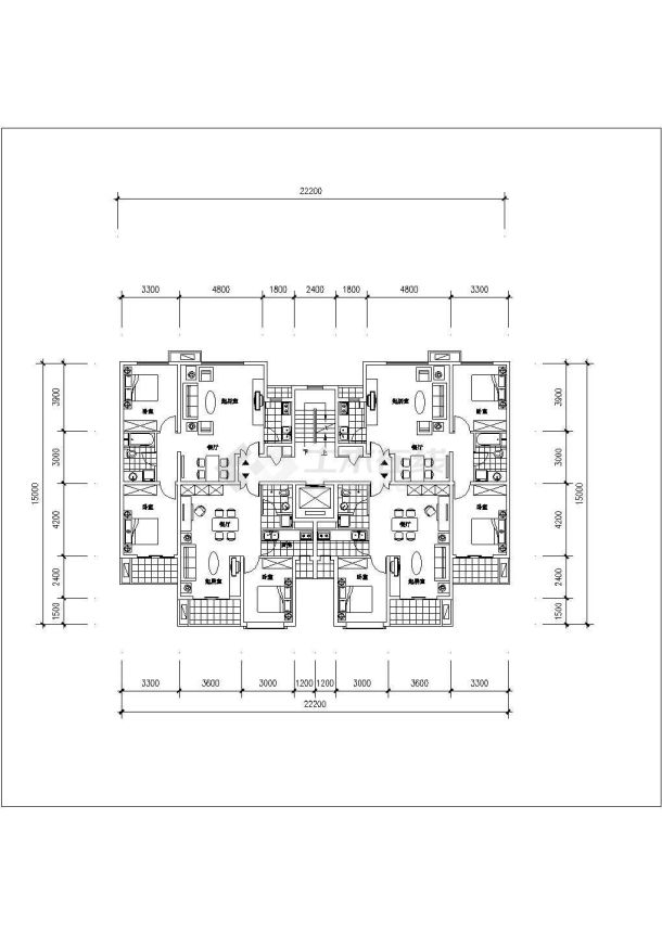 抚顺90平米高层户型详细建筑施工图-图二