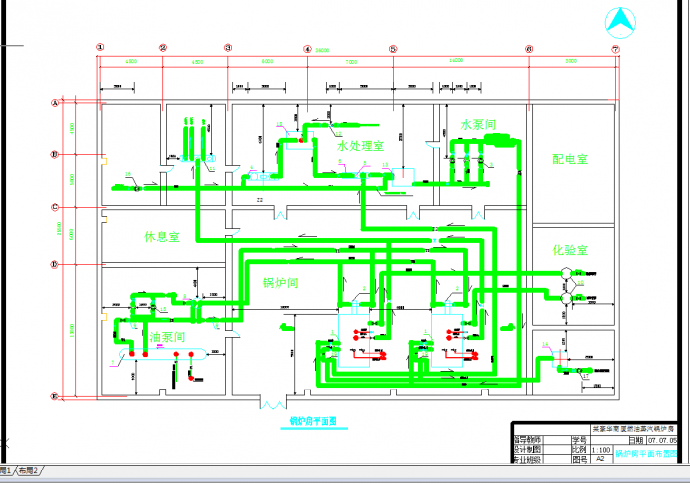 某地某商厦锅炉房工艺设计CAD图纸_图1