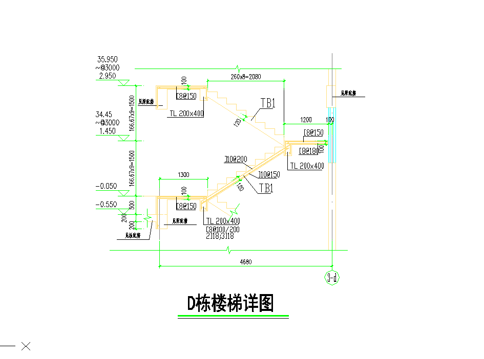 某地某公寓楼梯节点构造详图CAD图纸