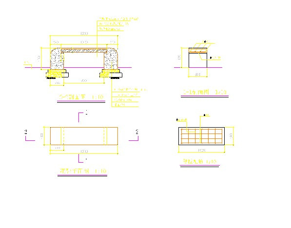 现代 木坐凳 详图 防腐木结构 平立剖 节点 及结构全套施工图 钢混结构_图1