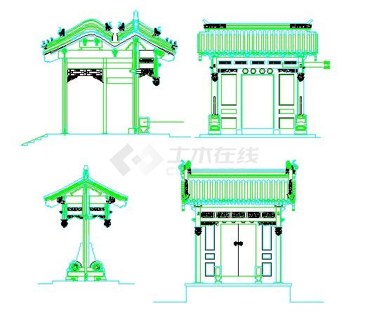 中式古建 门头 平立剖 节点 及结构 全套 CAD 施工图 一比一绘制 木结构 仿木结构-图二