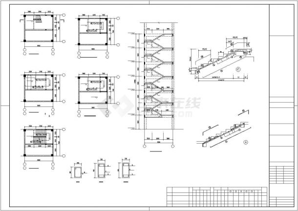 某框架厂房楼梯节点构造设计施工CAD图纸-图一