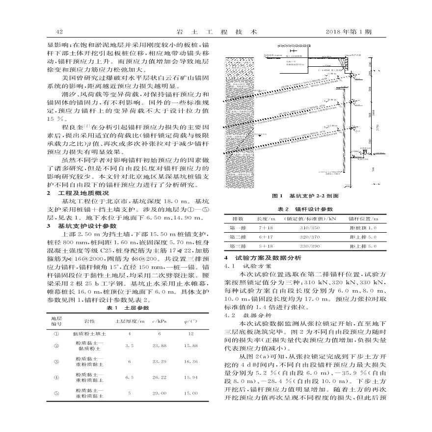 桩锚支护中锚杆自由段对锚杆预应力影响分析-图二