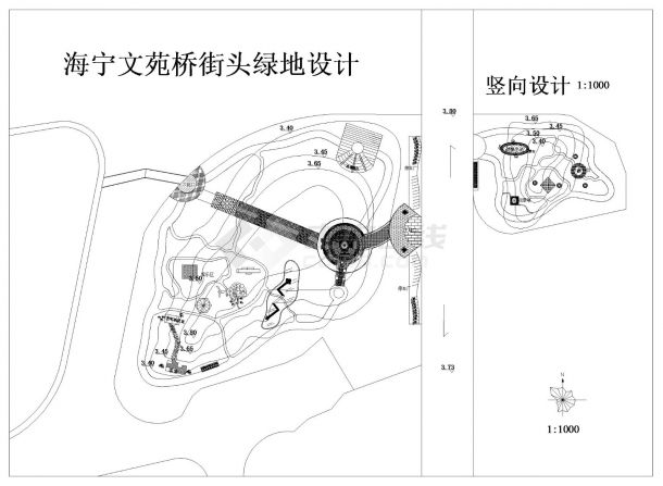 海宁文苑桥街头绿地总平面图-图一