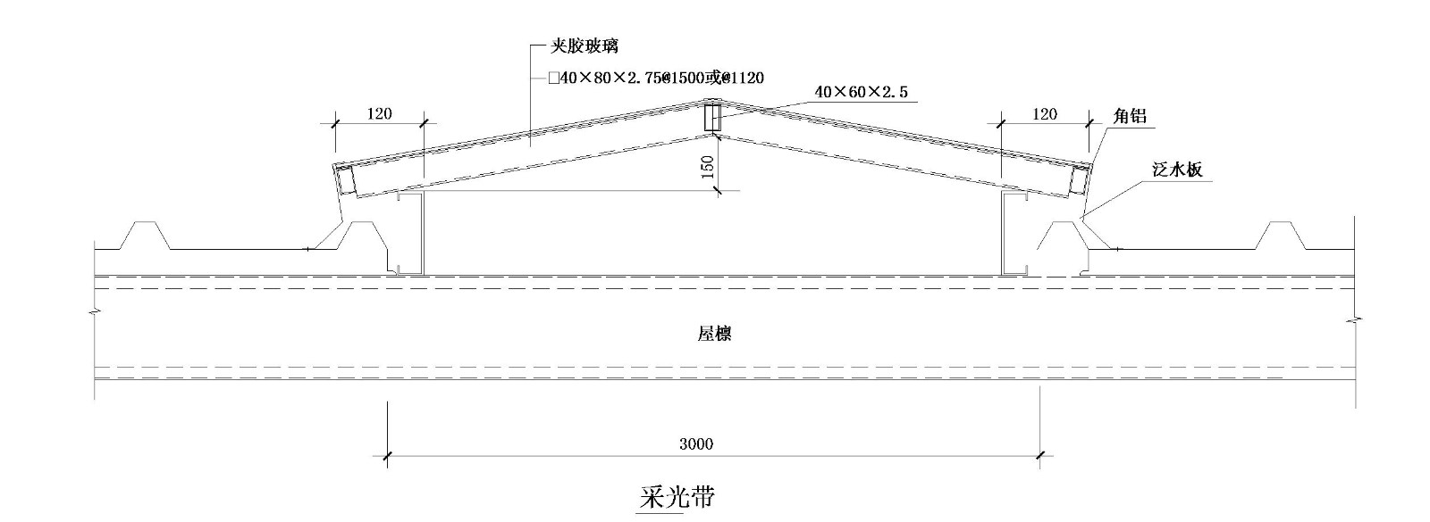 某城市网架工程采光带节点构造设计CAD参考详图