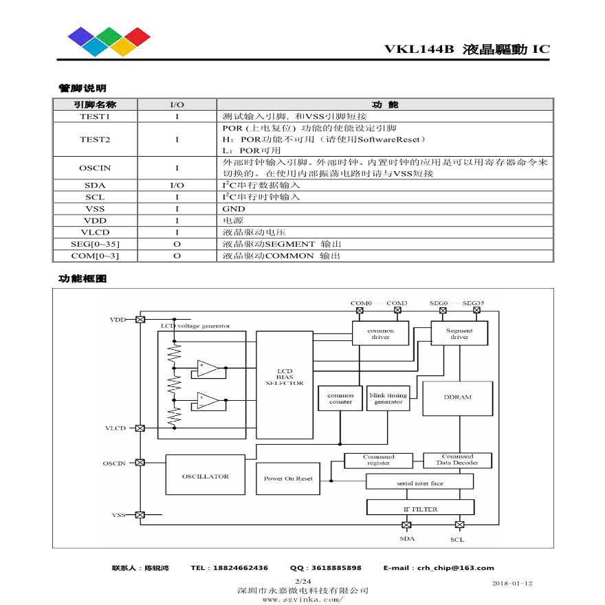 超低功耗LCD液晶显示驱动芯片-VKL144A TSSOP48-图二