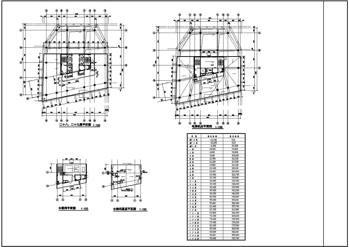 某29层高层现代风格办公建筑施工全套施工设计cad图纸