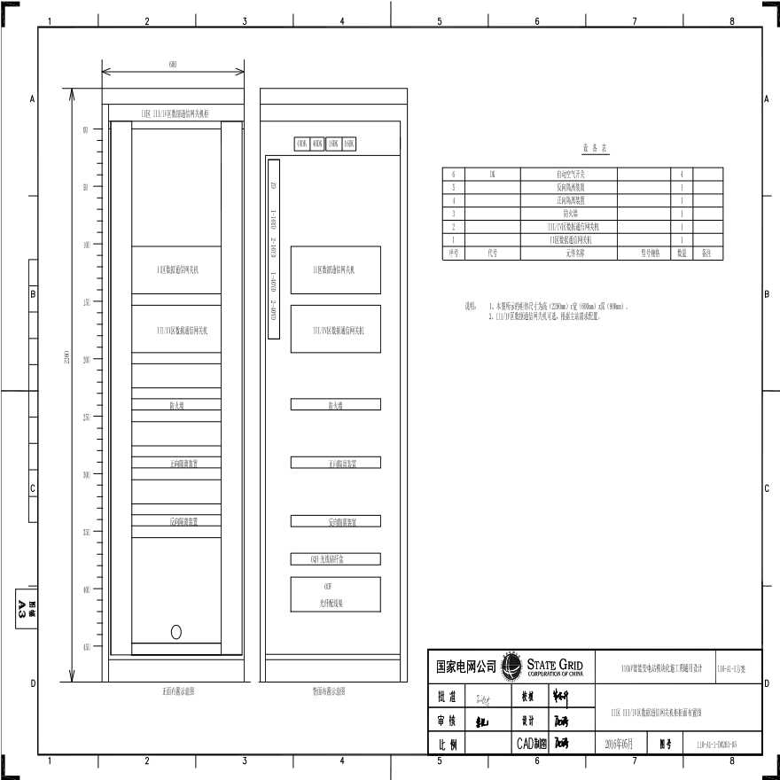 110-A1-1-D0203-05 II区 III／IV区数据通信网关机柜柜面布置图.pdf-图一