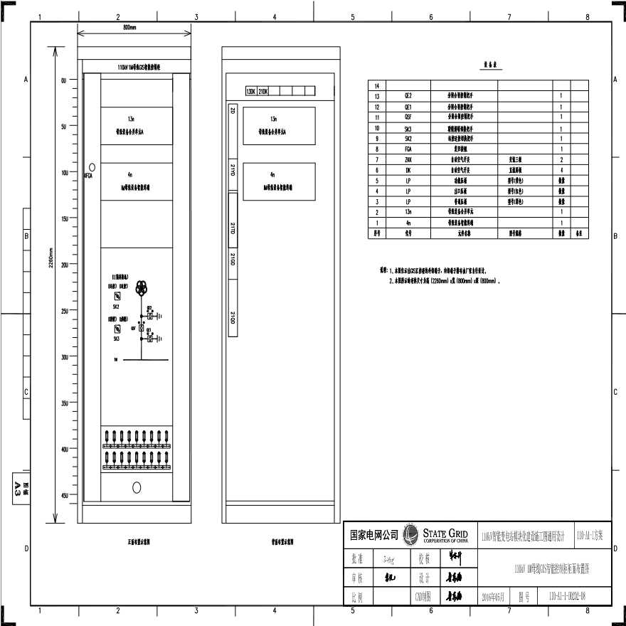 110-A1-1-D0202-08 110kV 1M母线GIS智能控制柜柜面布置图.pdf-图一