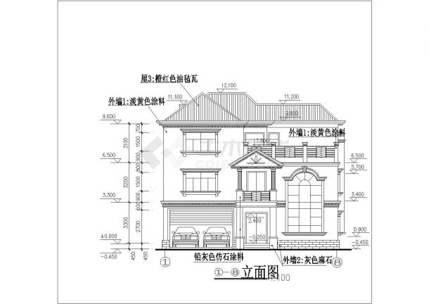 广州市某别墅区3层现代化别墅建筑设计CAD图纸-图一