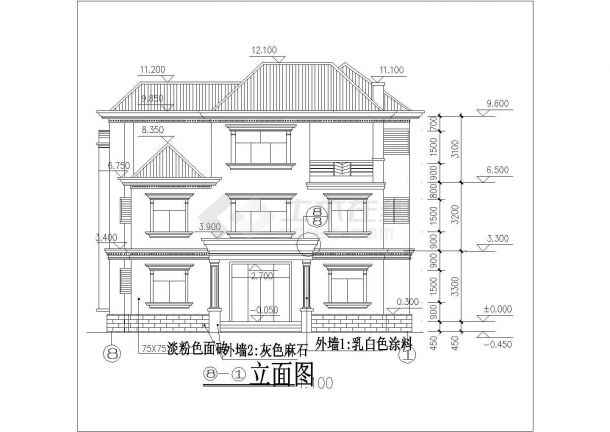 广州市某别墅区3层现代化别墅建筑设计CAD图纸-图二