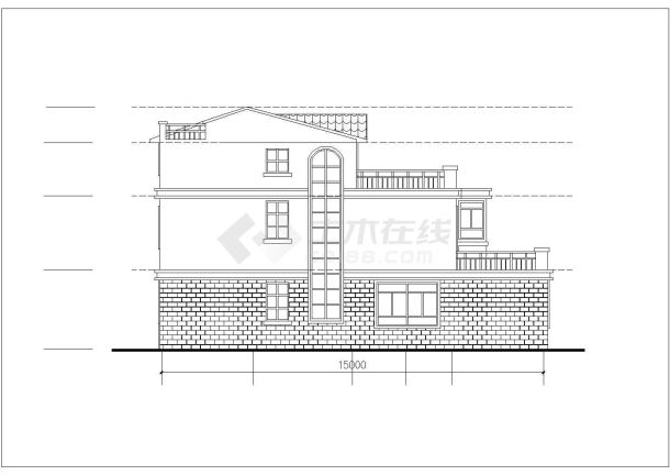 济南市某现代化村镇3层独栋别墅建筑设计CAD图纸-图一
