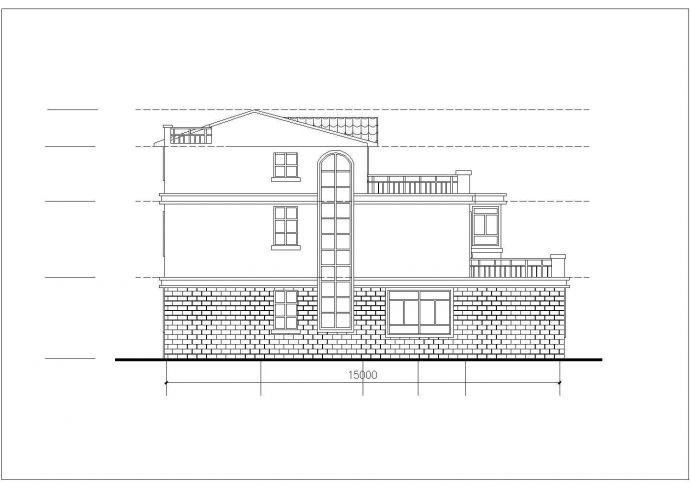 济南市某现代化村镇3层独栋别墅建筑设计CAD图纸_图1