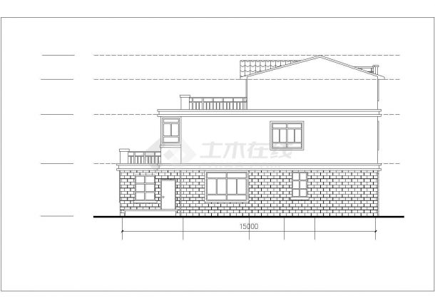 济南市某现代化村镇3层独栋别墅建筑设计CAD图纸-图二