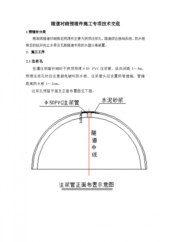 隧道衬砌预埋件施工专项技术交底_图1