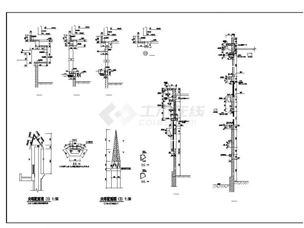 某城市教堂墙体节点构造设计CAD规划详图-图一
