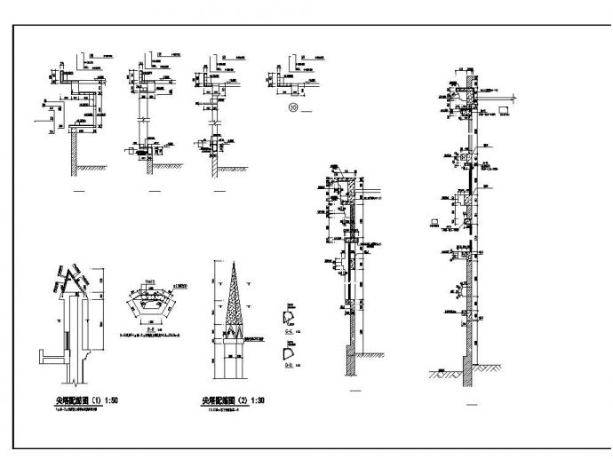 某城市教堂墙体节点构造设计CAD规划详图_图1