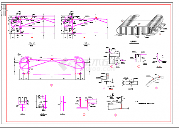 某地门式刚架厂房气楼节点构造详图CAD图纸-图一