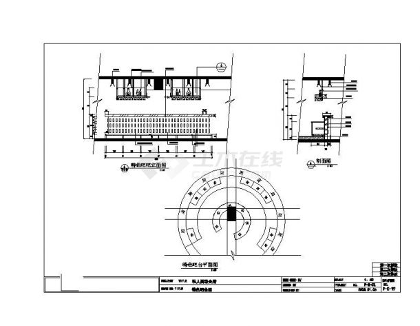 某市特色圆形吧台结构布置CAD规划详图-图一