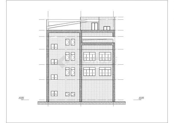 广州某商业街1300平米3层框架结构现代化书店建筑设计CAD图纸-图一