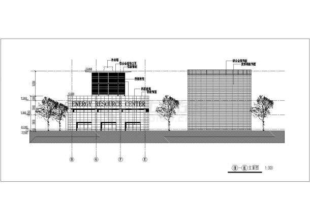 上海某机场能源中心办公楼建筑全套图纸（含总平面图）-图二