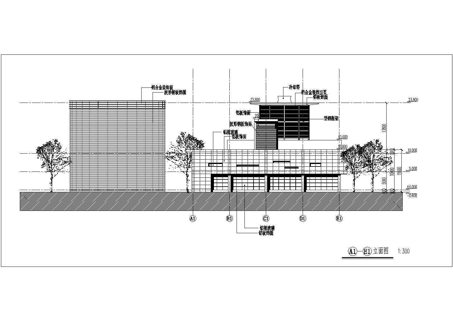 上海某机场能源中心办公楼建筑全套图纸（含总平面图）