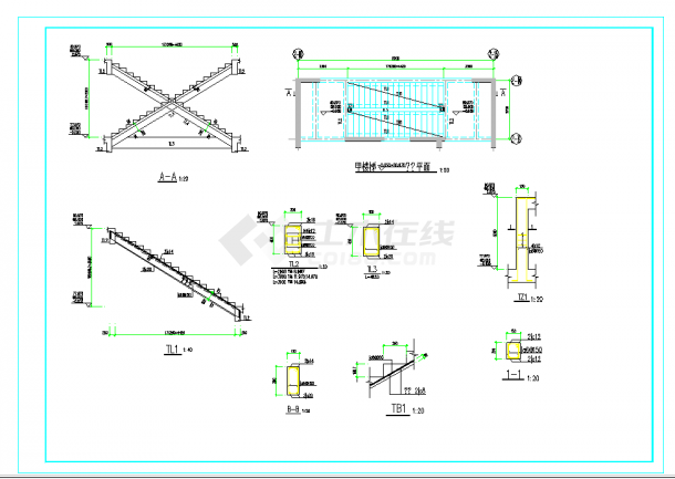 某地某楼梯构造详图结构平面CAD图纸-图二