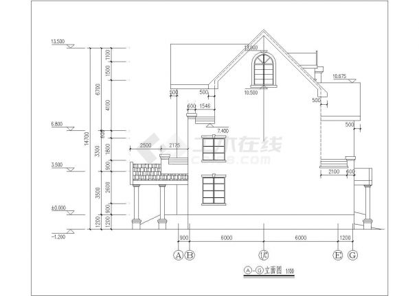 沈阳某小区430平米三层框架结构单体别墅建筑设计CAD图纸-图一