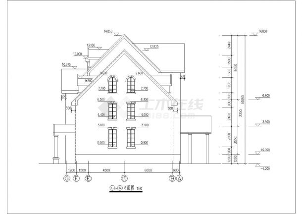 沈阳某小区430平米三层框架结构单体别墅建筑设计CAD图纸-图二