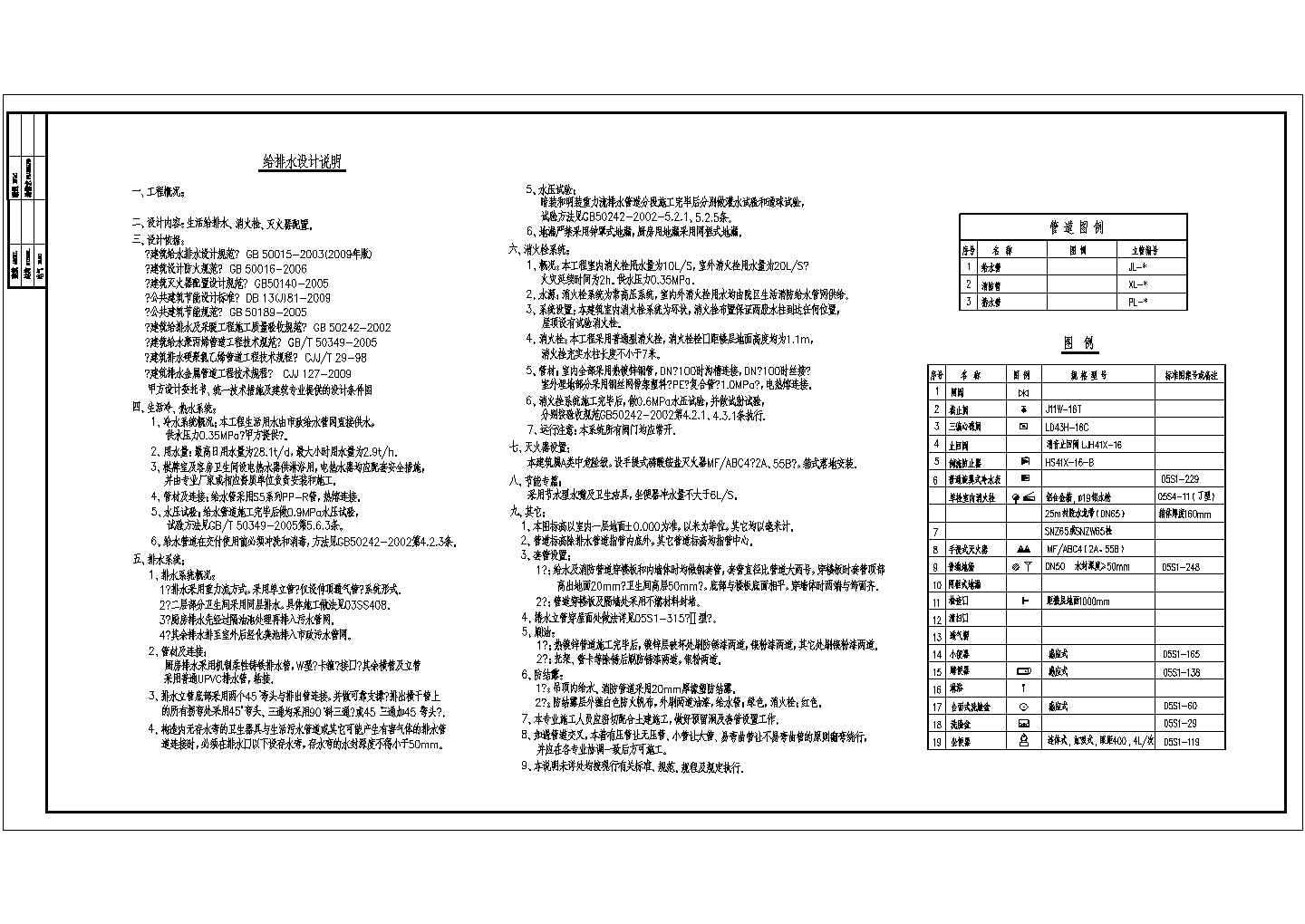 大型综合性建筑给排水施工设计全套cad图纸（餐饮娱 宾馆和同层排水）