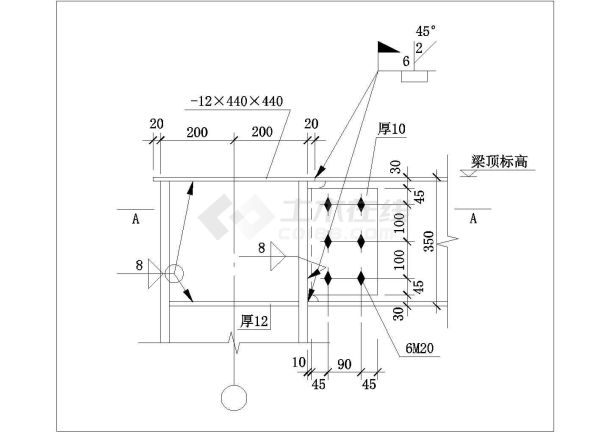 天津酒店梁柱顶点CAD大样构造节点图-图一