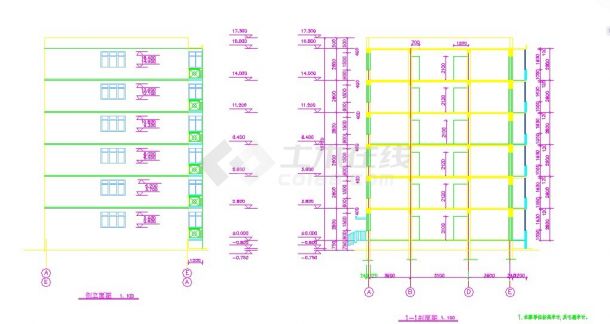 武汉市平阳花园小区2600平米6层砖混住宅楼CAD建筑设计图纸-图二