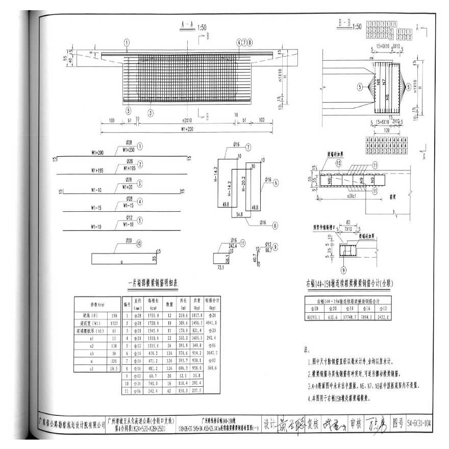 104 连续箱梁横梁钢筋布置图(一)-图一