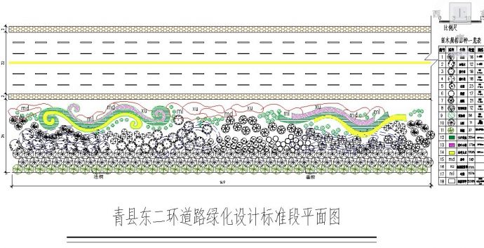 某城市道路绿化设计标准段CAD图纸_图1