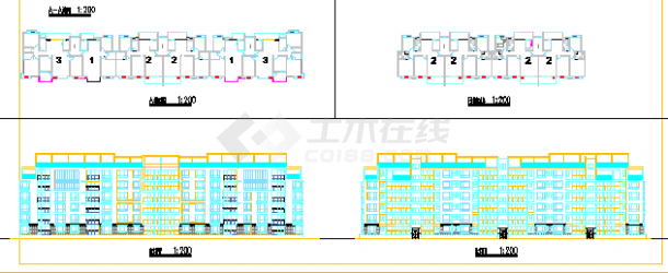 广州某居住区32750平米6层砖混结构住宅楼平立剖面设计CAD图纸-图一