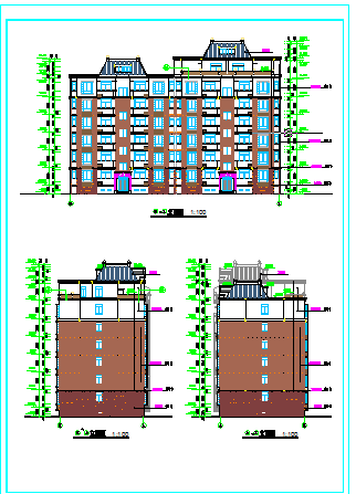 2800平米6+1层砖混结构住宅楼建筑设计CAD图纸（含杂物间层）-图二