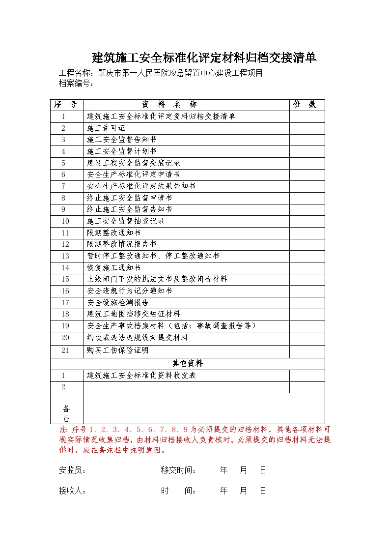 （20221110）工程安全竣工验收资料存档交接清单(1)-图一