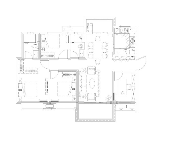 室内设计平面布局图CAD_图1