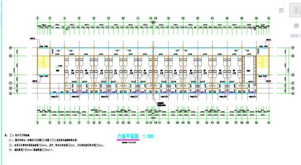 遵义市某中学2800平米6层框混结构宿舍楼建筑+结构设计CAD图纸-图二