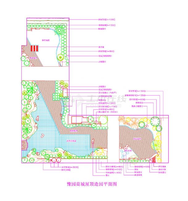 豫园商城屋顶造园平面图CAD-图一