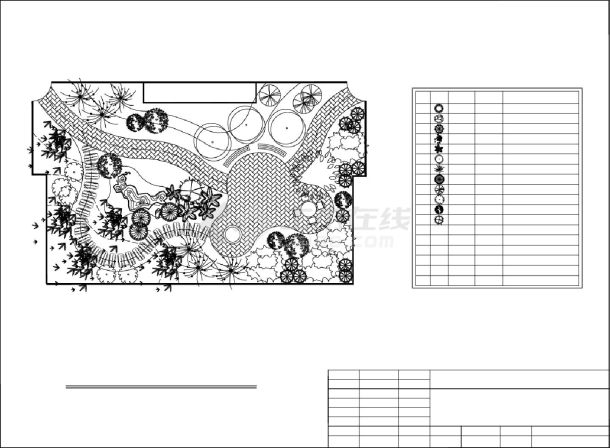 屋顶花园景观设计平面图苗木统计表CAD-图一