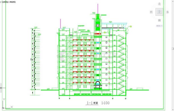 上海某大学1.4万平米10层U型大学教学科技大楼全套建筑设计CAD图纸-图二
