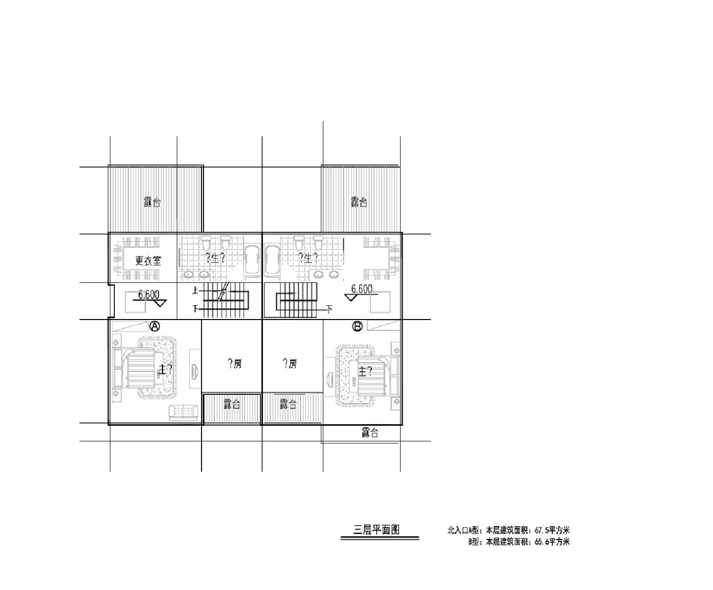 某市多层联排建筑平面图