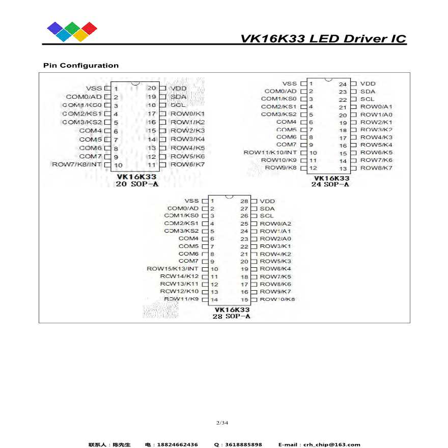 LED数码管显示驱动芯片VK16K33-图二