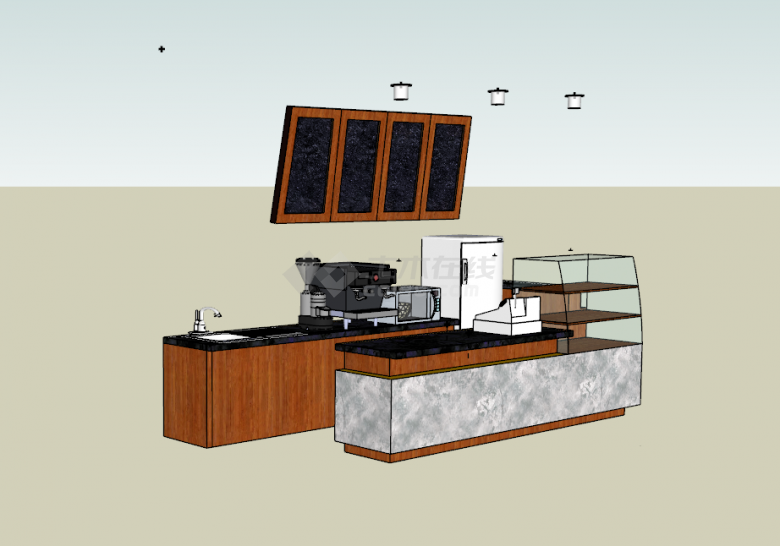 酷乐咖啡店厨房设施SU模型-图二