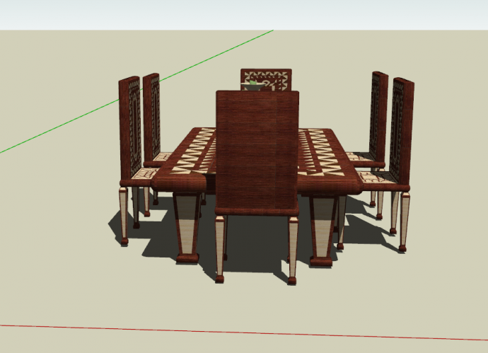 欧式风格木制餐桌椅SU模型.zip_图1